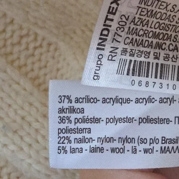 ZARA | Ribbed Wool Turtleneck Cream oversized Sz S - Picture 5 of 5